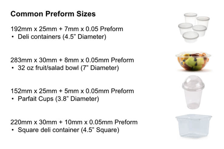 common preform sizes for shrink bands